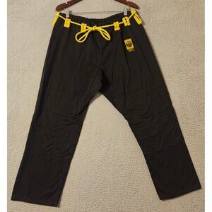Carrero Martial Arts Fight Gear Black & Yellow Jiu Jitsu Pants Men's Size A3
